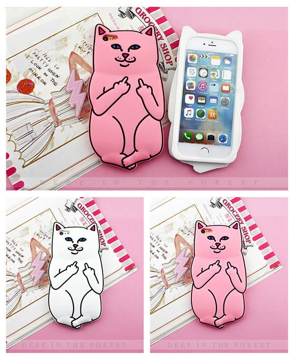 1円 在庫処分 Iphone6 Iphone6s ケース 猫 ファックユーキャット スマイル シリコン かわいい 白 ホワイト 1 格安即決