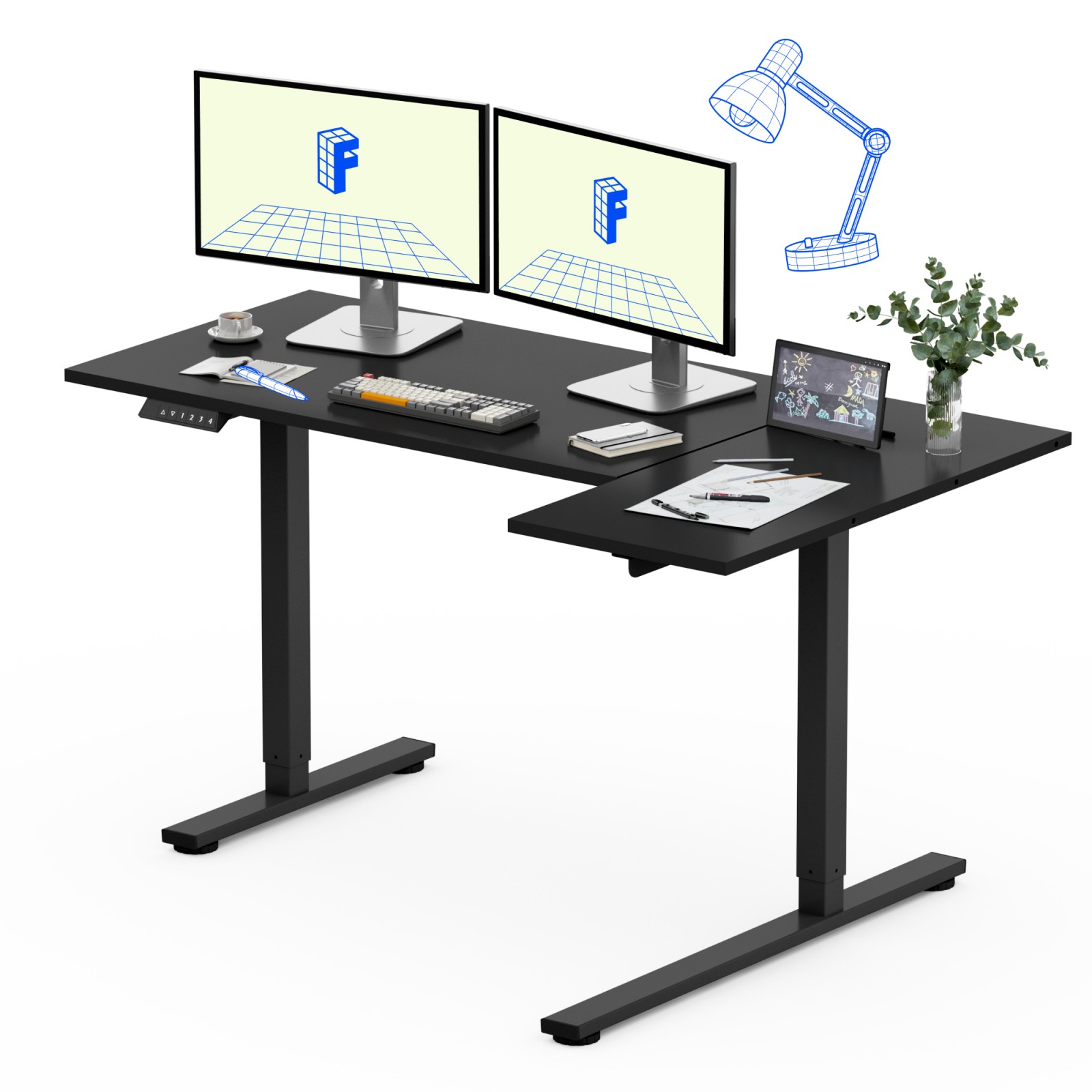 FlexiSpot l字型デスク デスク l字 昇降 電動 昇降デスク EF1 l