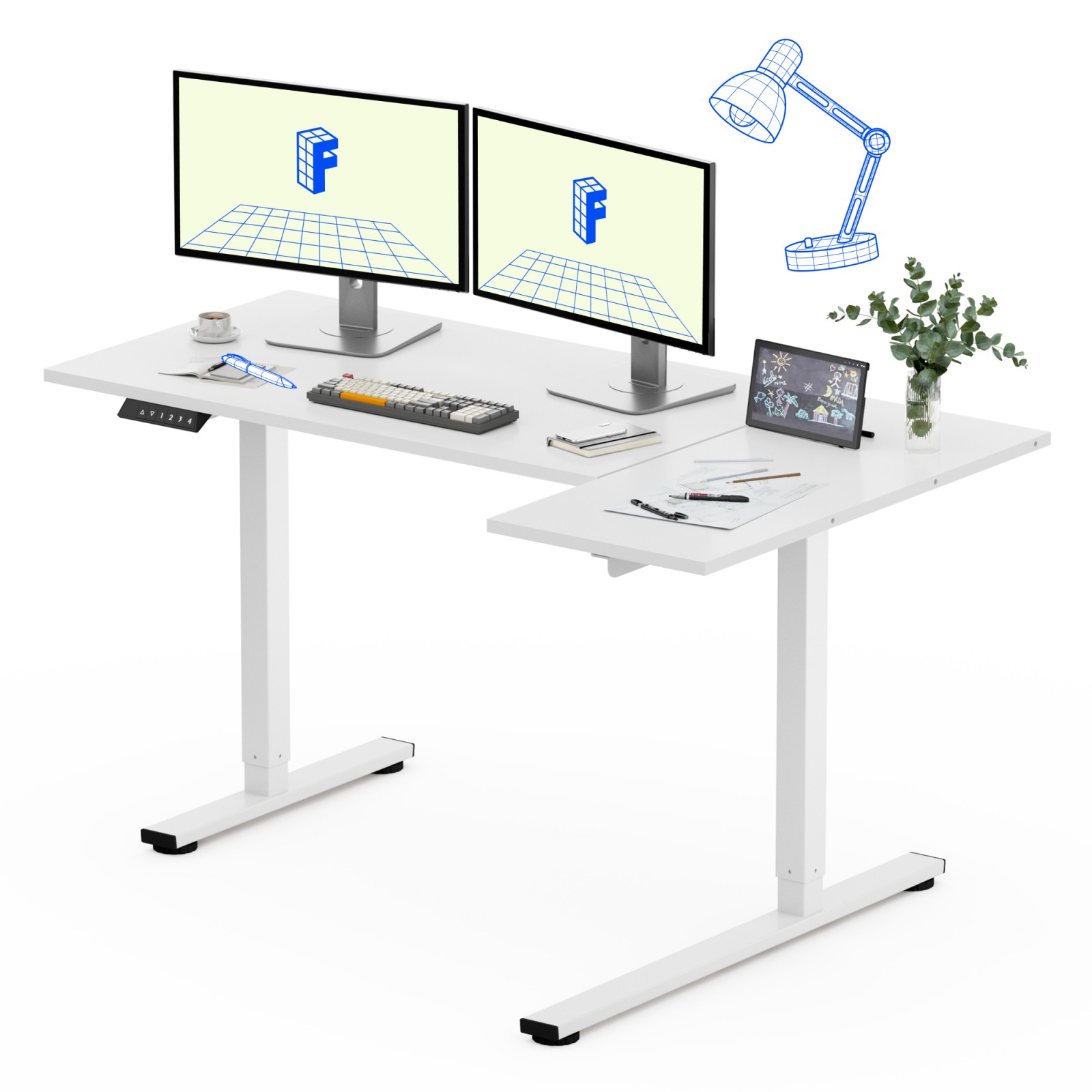 FlexiSpot l字型デスク デスク l字 昇降 電動 昇降デスク EF1 l