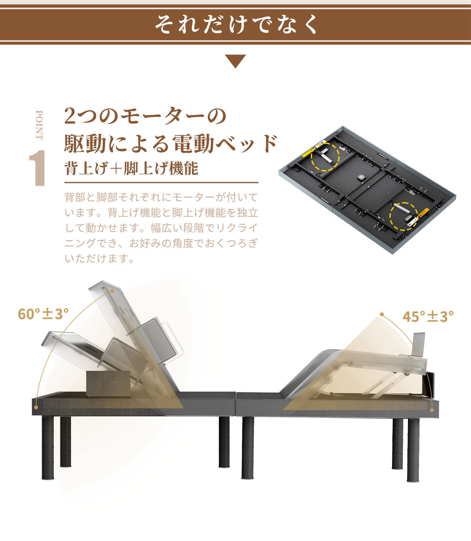 FlexiSpot 電動ベッド リクライニングベッド 電動 S5 2モーター