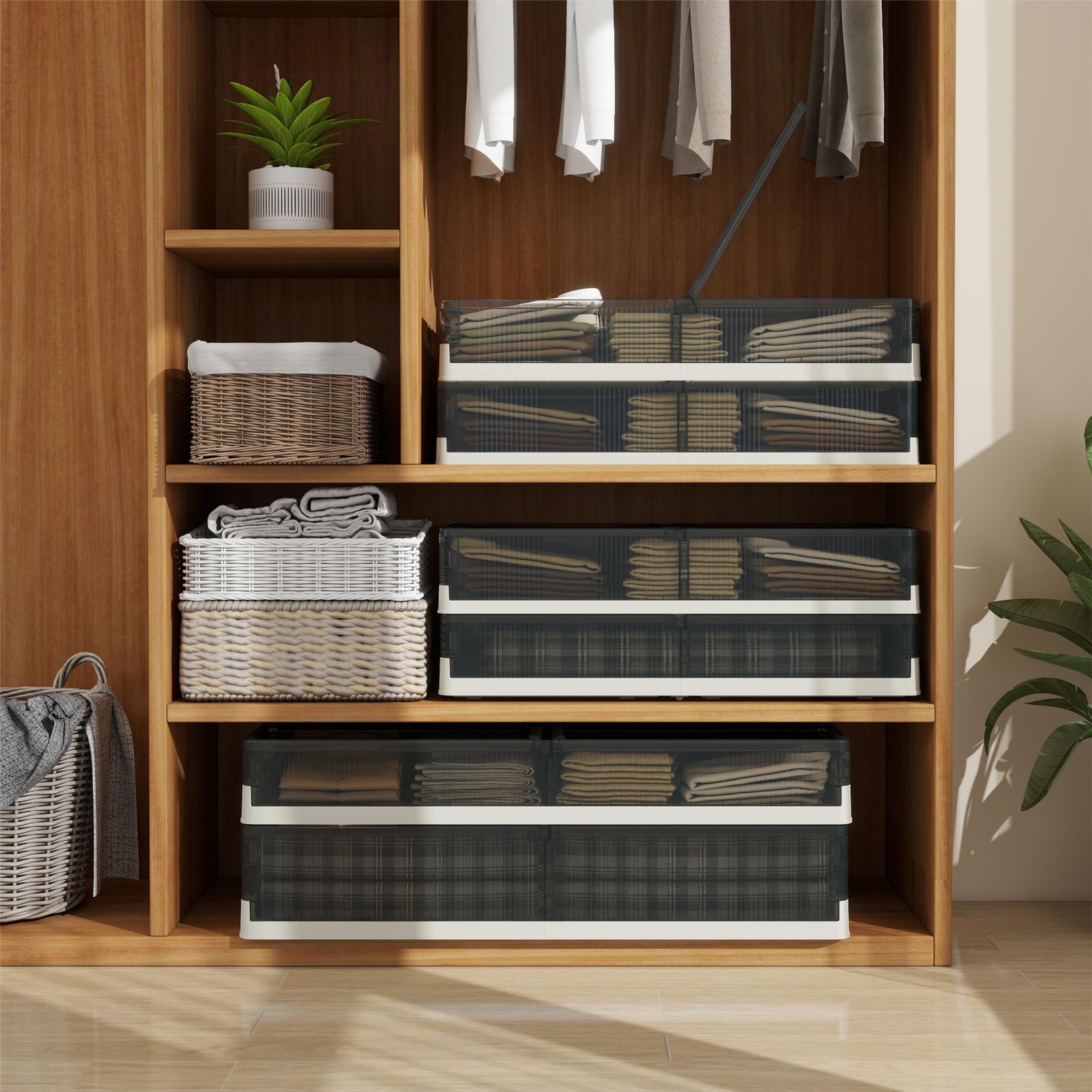 ベッド下収納ボックス 収納ケース 折りたたみ フタ付き ベッド下 おしゃれ FlexiSpot 収納ボックス プラスチック キャスター付き 衣装収納 折り畳み 65L | FlexiSpot | 03