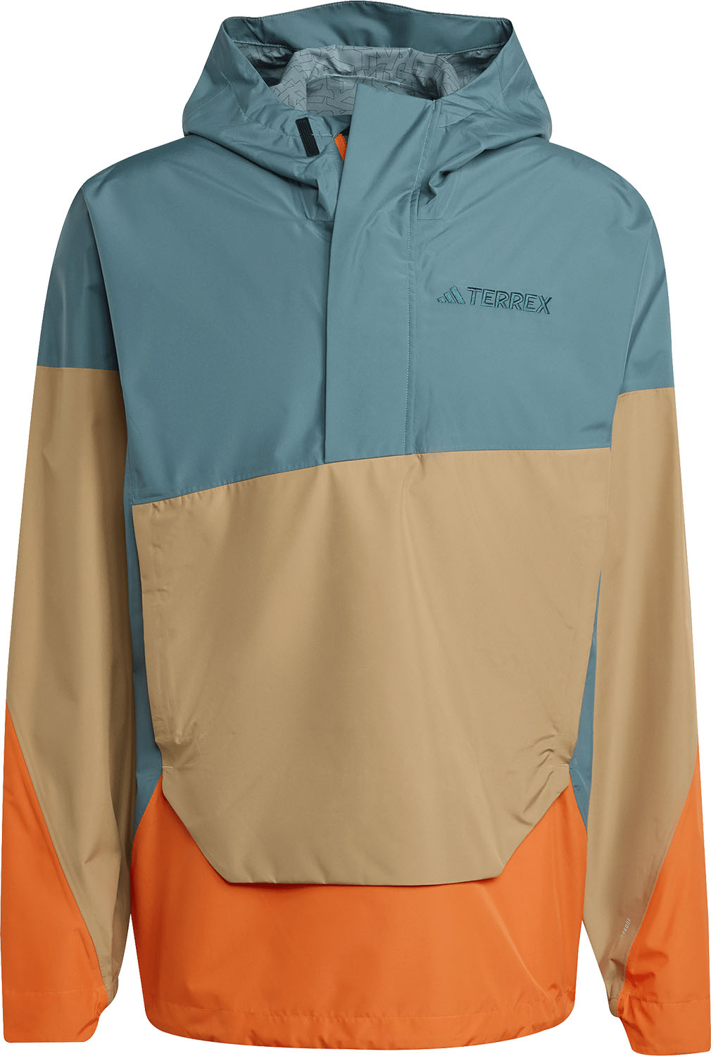 adidas メンズ テレックス Xploric 2.5層構造 クライマプルーフ アノラック アウトドア ジャケット レインジャケット アノラック CLIMAPROOF ドライ コンパクト ルーズフィット ハーフジップ 調節可能なフード ゆったりシルエット KVF65
