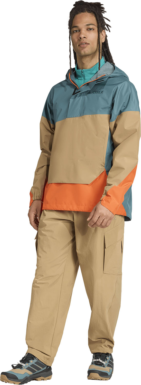 adidas メンズ テレックス Xploric 2.5層構造 クライマプルーフ アノラック アウトドア ジャケット レインジャケット アノラック CLIMAPROOF ドライ コンパクト ルーズフィット ハーフジップ 調節可能なフード ゆったりシルエット KVF65