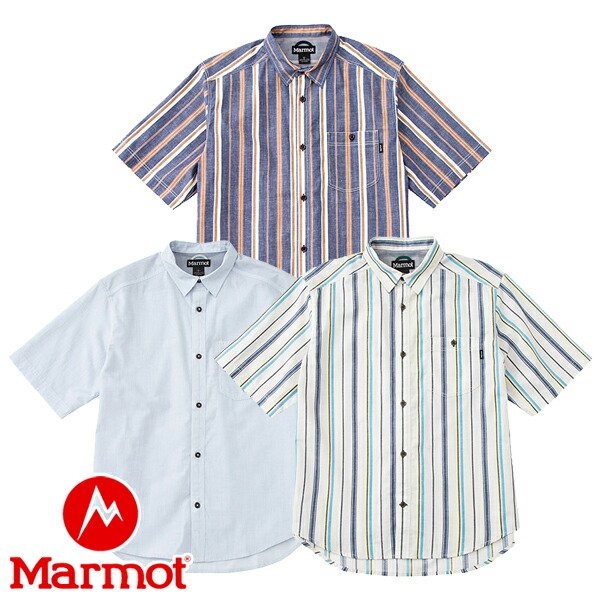 マーモット ストライプハーフスリーブシャツ メンズ 半袖 ボタンシャツ Tomtja74 山とアウトドア専門店 ロッジ