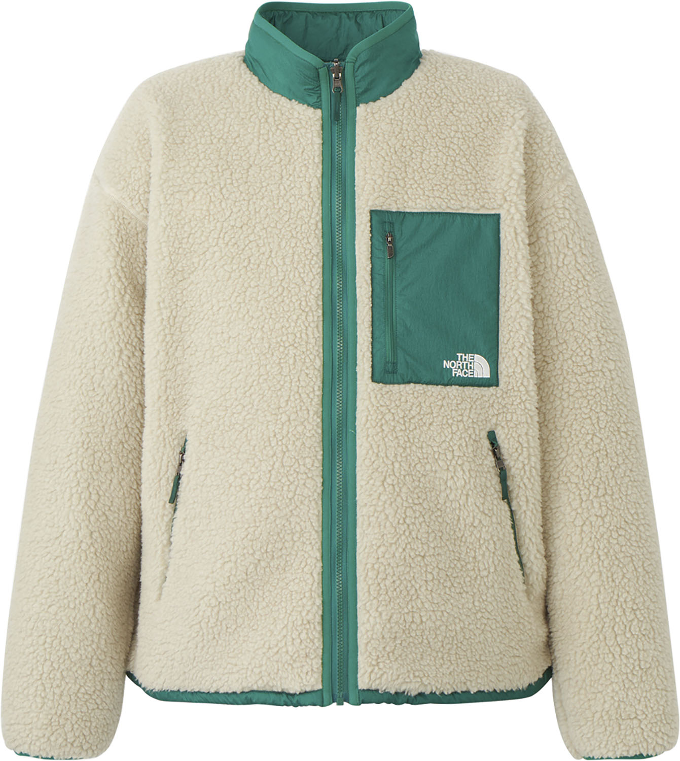 THE NORTH FACE リバーシブルエクストリームパイルジャケット アウトドア ジャケット リバーシブル 耐摩耗性 保温性 キャンプ タウンユース オートミール×TNFグリーン ホワイト L ユニセックス NP72333