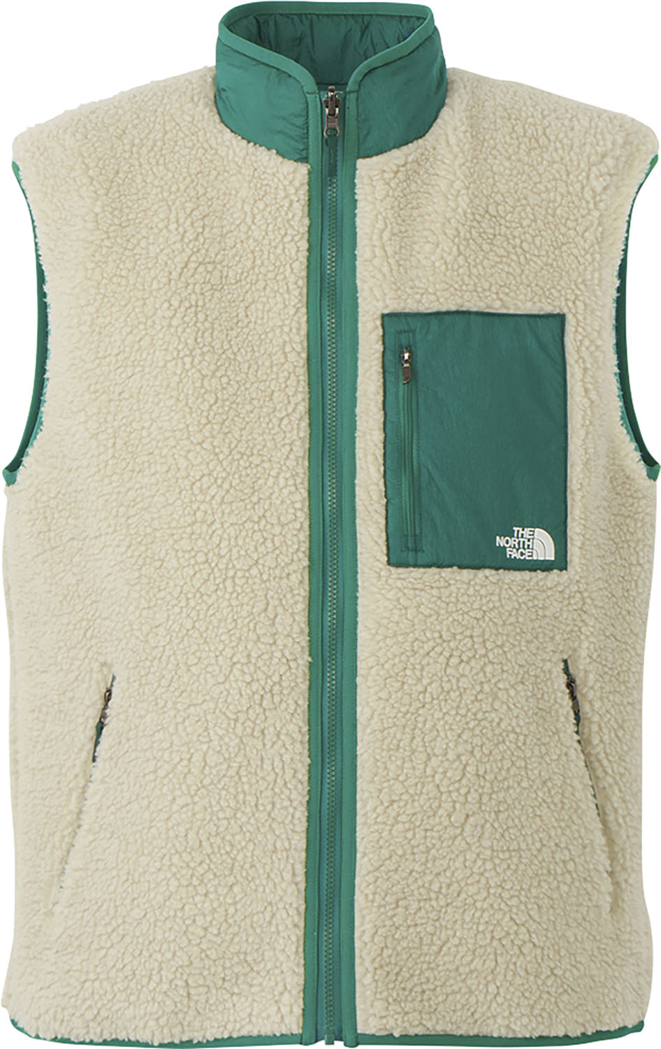 THE NORTH FACE リバーシブルエクストリームパイルベスト アウトドア ベスト リバーシブル パーテックスダイヤモンドフューズ 耐摩耗性アウトドア タウンユース オートミール×TNFグリーン ホワイト L ユニセックス NP72431