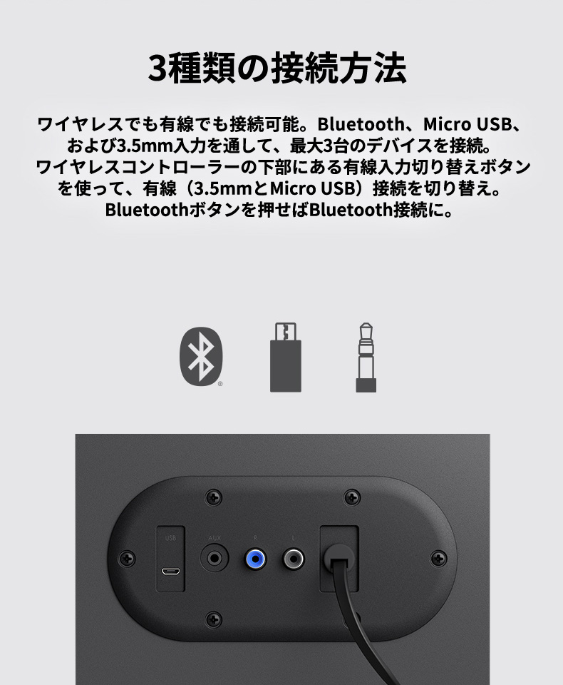 PCスピーカー ロジクール ワイヤレススピーカー Bluetooth 2.1ch Z407a