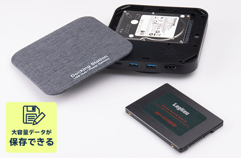 ドッキングステーション iPhone 15 対応 HDD USB Type-Cx1USBPD100W USB 3.2 Gen1・USB 3.1  Gen1x2 ハブ HDMIタイプA HDD1TB LHD-DHU010PD ロジテック