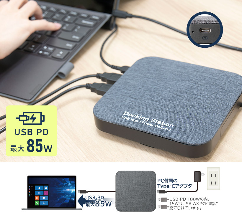 ドッキングステーション iPhone 15 対応 HDD USB Type-Cx1USBPD100W USB 3.2 Gen1・USB 3.1  Gen1x2 ハブ HDMIタイプA HDD1TB LHD-DHU010PD ロジテック