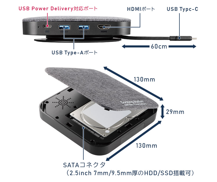 ドッキングステーション USB ハブ 増設 Type-C / USB 3.2 Gen1 / USB