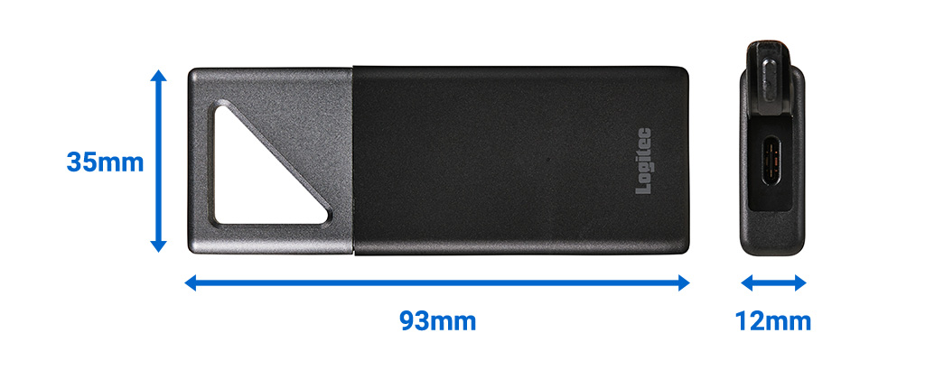 ロジテック SSD 耐衝撃・防滴仕様の高速SSD|サイズ