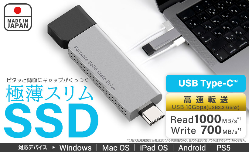 SSD 1TB 外付け iPhone 15 iPad 高速 ポータブル 薄型 スリム Type-C 