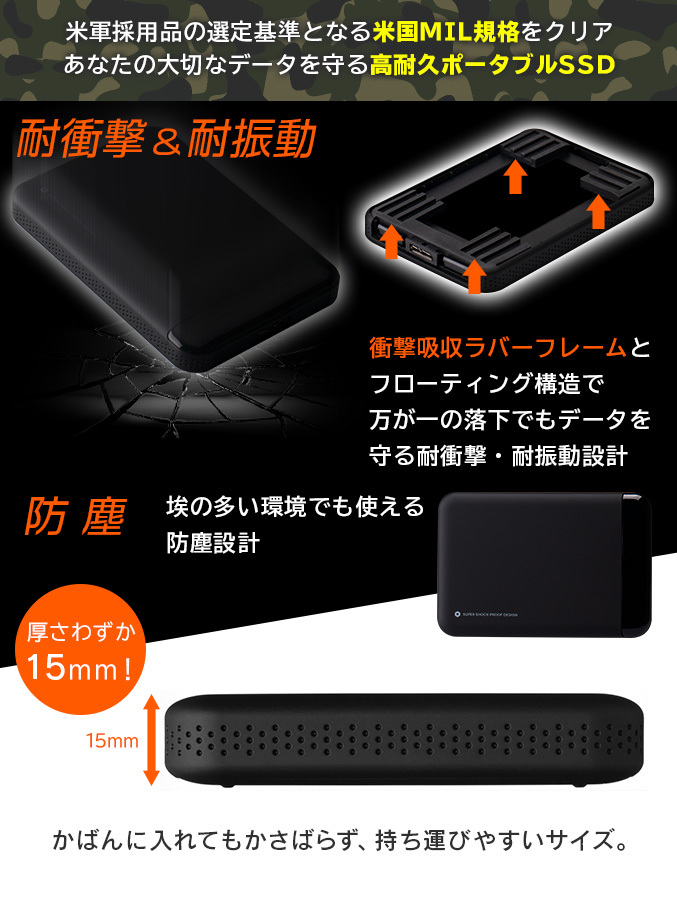 PS5 / PS4 対応 外付けSSD ポータブル [日本製/高耐久/小型] 480GB