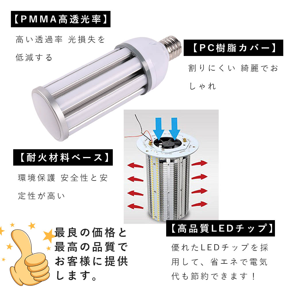 10個set LED水銀灯 LEDコーンライト e39口金 38ｗ 7600lm IP64防水 led