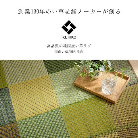 DXカラフルブロック い草 い草ラグ カーペット 国産 日本製 モダン 和室 リビング 滑り止め お手入れ簡単 夏_1