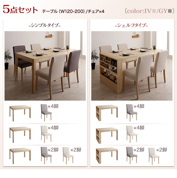 伸縮ダイニングテーブル ダイニングテーブル ダイニング 「ダイニングテーブルのみ シェルフタイプ W120-200 組立設置付」