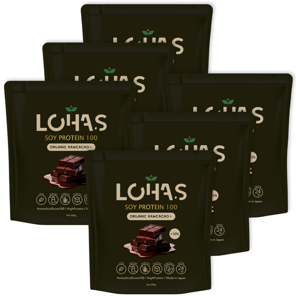 ソイプロテイン 300g×6個セット ロハス 人工甘味料不使用 低脂質 植物性100% ハイチョコレート コーヒー風味 黒糖きなこ プレーン+MCT 母の日の画像