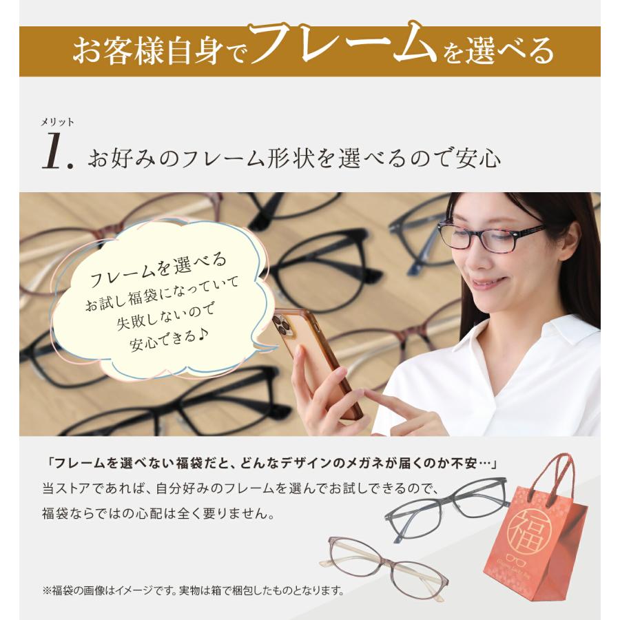 HOYA 最薄型 屈折率1.74レンズ付／ メガネ福袋 メガネ 度付き 度付き