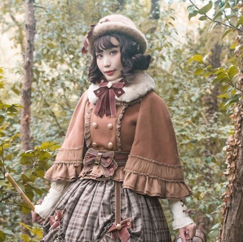 ロリータ服 ポンチョコート3色 ケープコート アウター ウール かわいい