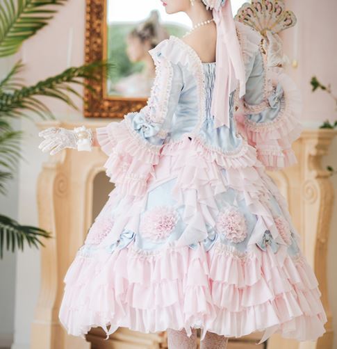 ロリータ服 ロリータファッション シフォン フラワー フリル ロリータ服 ロリータファッション シフォン フラワー フリル