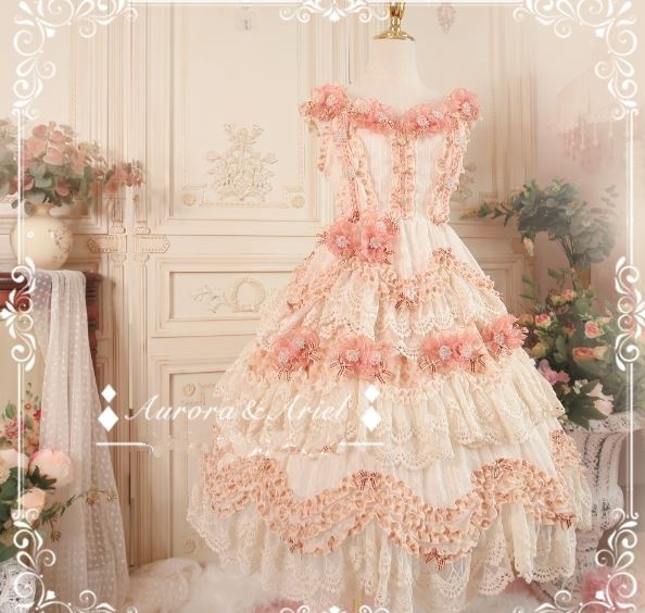 ワンピース レディース ひざ丈 フリル 豪華 宮廷風 ドレス
