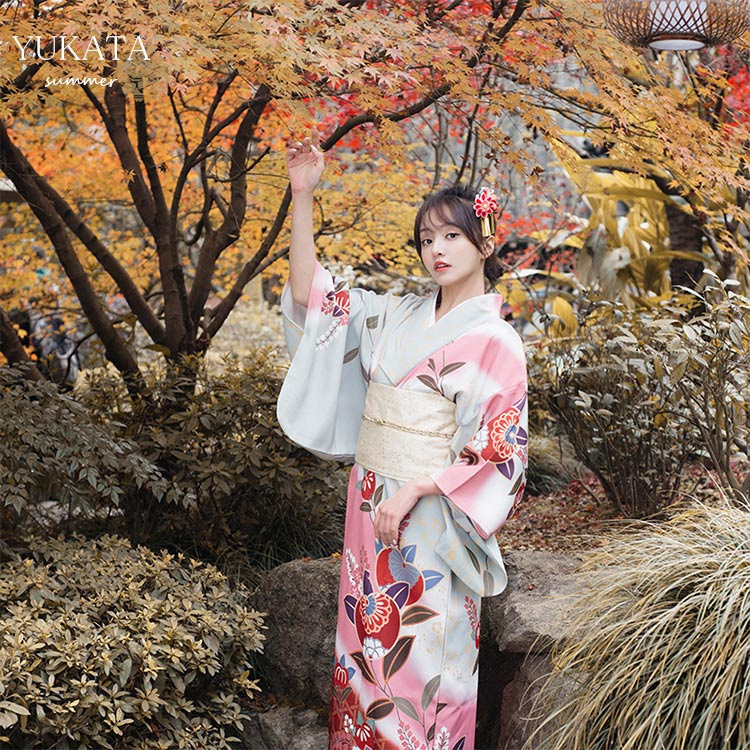 浴衣 ゆかた レディース 女性 緑 グリーン 洗える お出かけ お稽古 ショッピング 文化祭 夏 花火 花柄 上品 可愛い 花見 桜 百合 婦人 レトロ 京都 奈良 卒業式