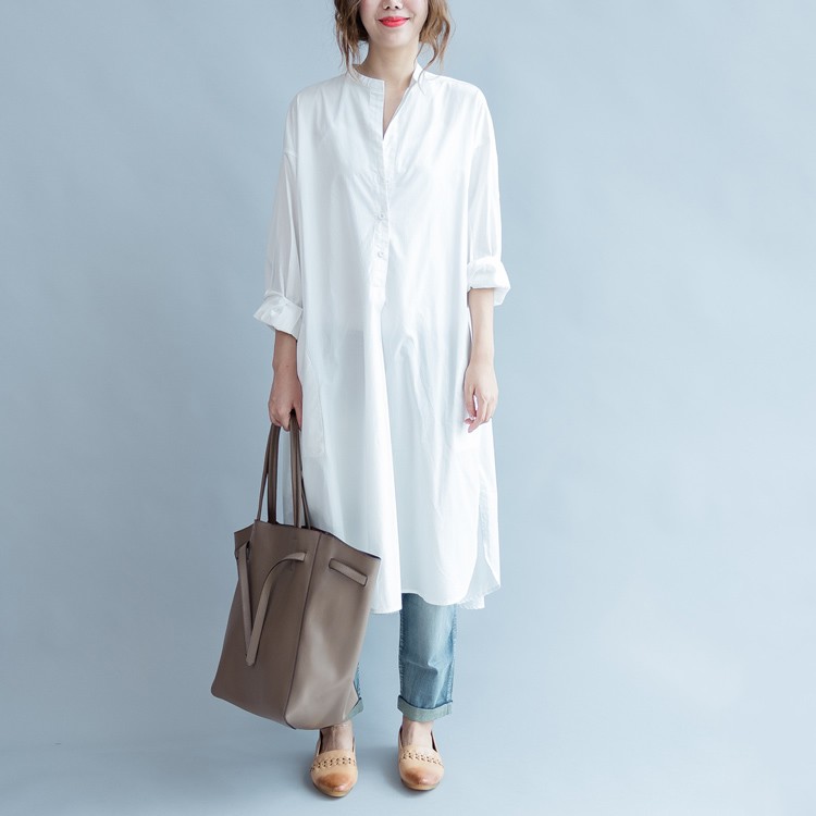 ワンピース レディース シャツワンピース ロング丈 ロングシャツ チュニック ロングワンピース 秋 白シャツ ゆる 体型カバー コットン 綿 トップス Llqz 04 Loloヤフーショップ 通販 Yahoo ショッピング
