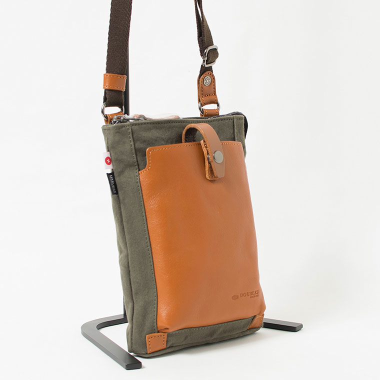 DOUBLES 帆布 本革ショルダーバッグ イタリアンレザー LEATHER