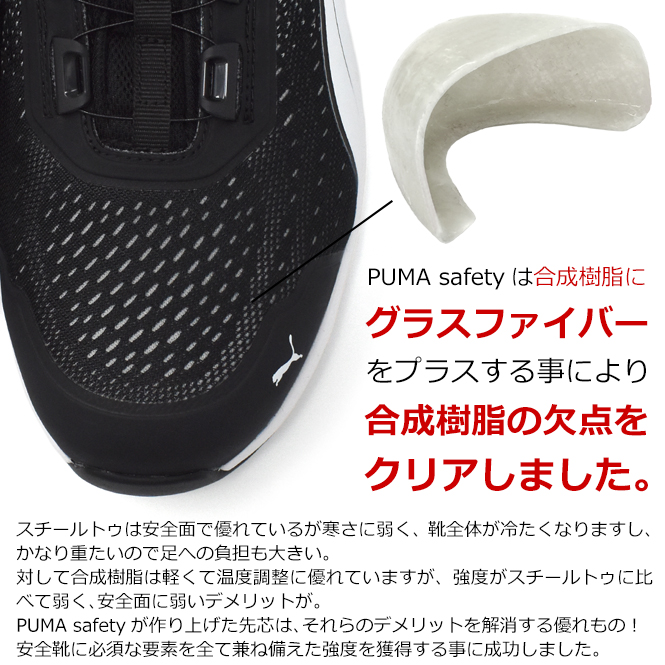 PUMA SAFETY(プーマセーフティー) メンズ 先芯合成樹脂 衝撃吸収 PUMA（プーマ） メンズ 安全靴 セーフティーシューズ ローカット