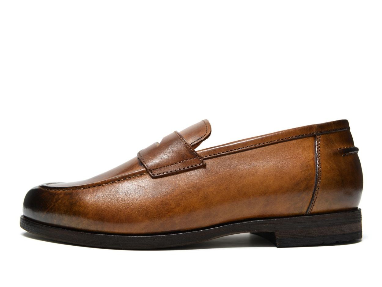アンティーク加工 ローファー メンズ 茶色 Raudi ラウディ 本革 革靴 R 118 Brn Longpshoe 通販 Yahoo ショッピング