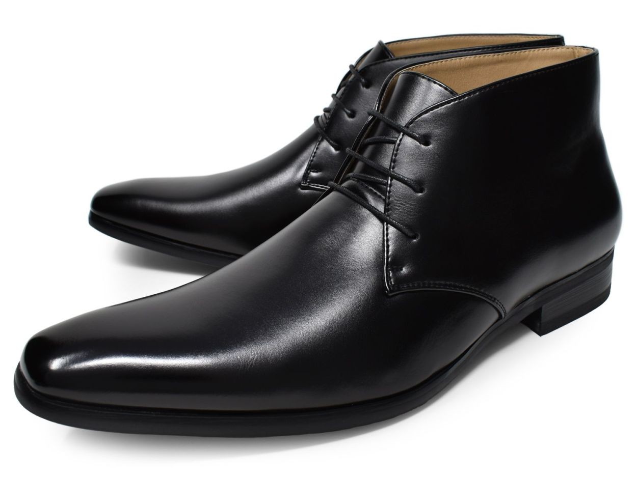 R.swift チャッカブーツ メンズ ビジネスシューズ プレーントゥ スーツ 黒 茶色 合成皮革 革靴 歩きやすい 履きやすい