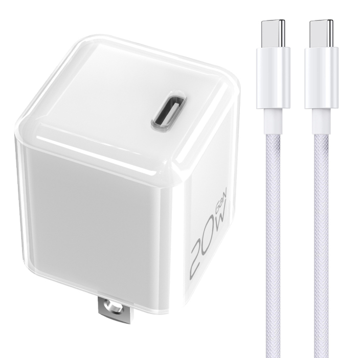 LooCo PD対応 20W AC アダプター ケーブル付き ケーブルセット TypeC