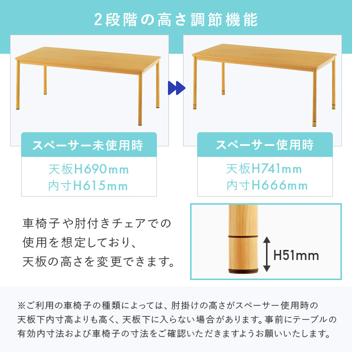 法人限定 介護施設 ダイニングテーブル 幅1800×奥行900×高さ741mm 食堂