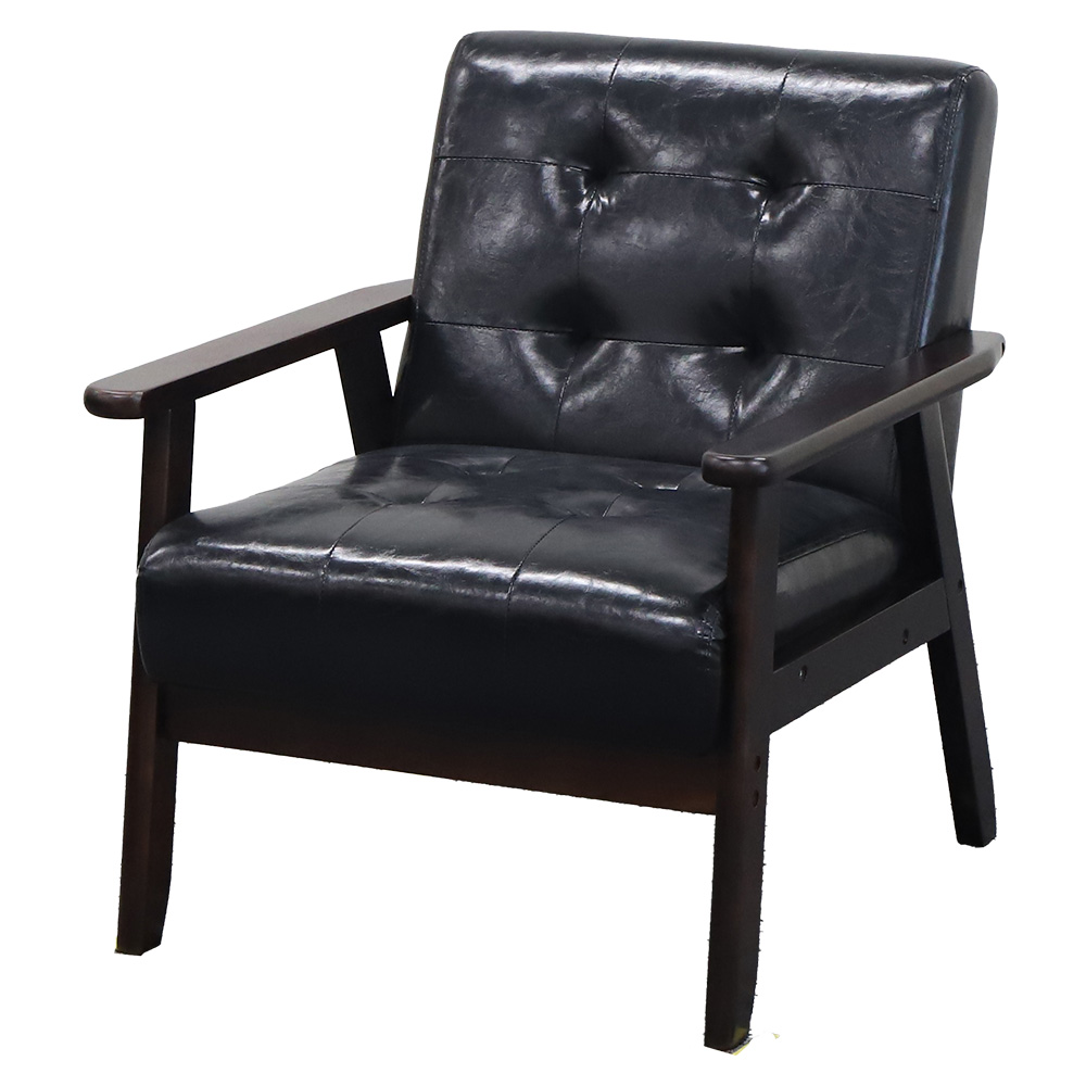 LOOKIT（ルキット） ソファ 1人掛け 肘付き 木製 レザー チェア 応接