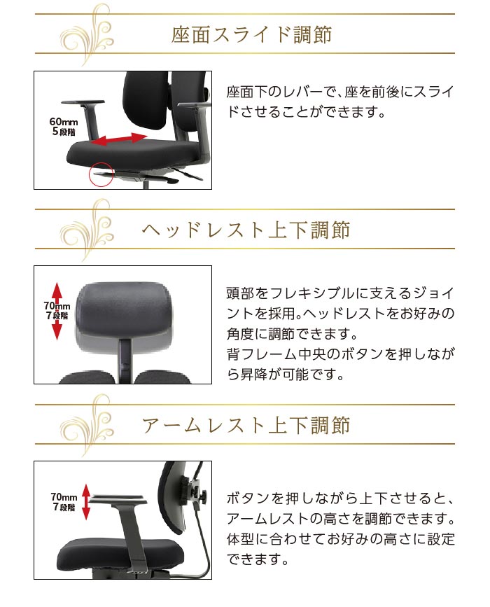 オフィスチェア デュオレスト DUOREST 腰痛 対策 ヘッドレスト ロッキング アームレスト 背もたれ 調節 チェア イス オフィス 分割背もたれ  人間工学 NEXT1 : 53-dr-7501sp : LOOKIT オフィス家具 インテリア - 通販 - Yahoo!ショッピング