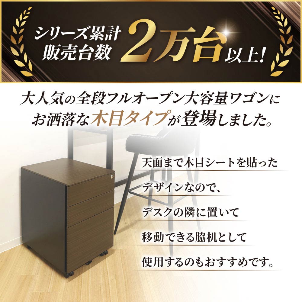 累計2万台ワゴンに木目調登場 天面も木目で脇机にも