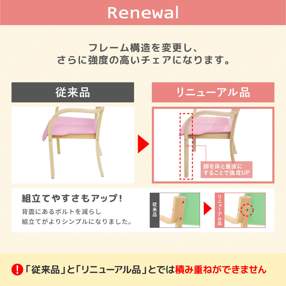 リニューアルで強度アップ 脚が垂直になり組立も簡単に
