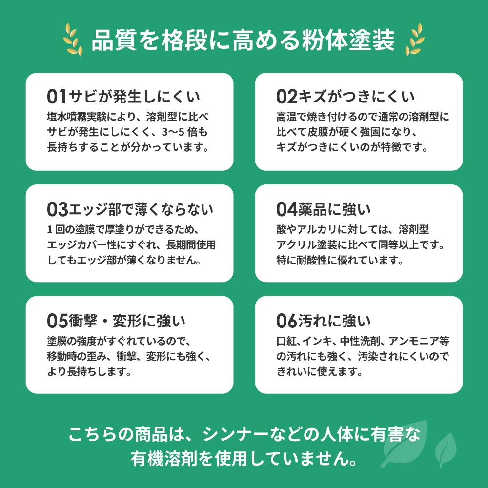 品質を格段に高める粉体塗装