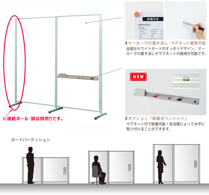 ホワイトボードパネル W1200×H1800mm ピン対応 掲示ボード 展示パネル