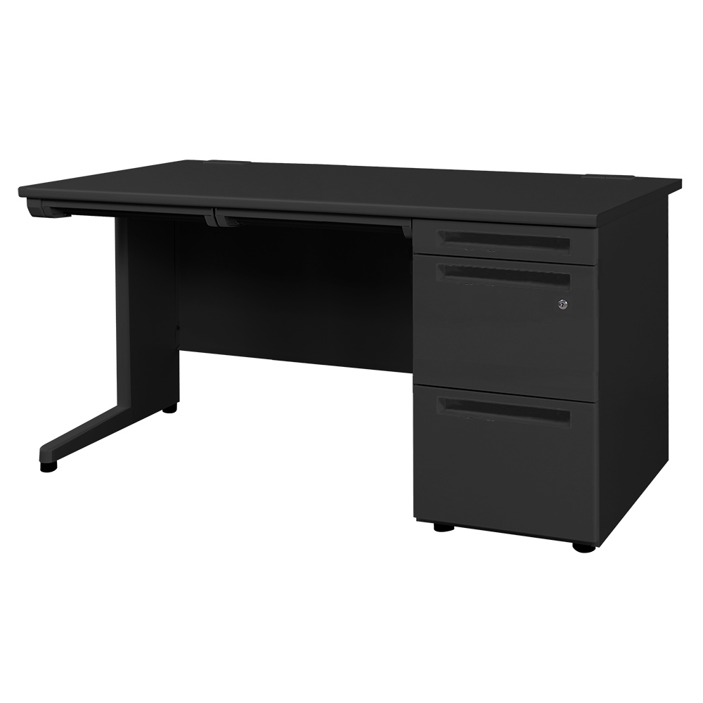 LOOKIT（ルキット） オフィスデスク ブラック 片袖机 幅1400×奥行700mm