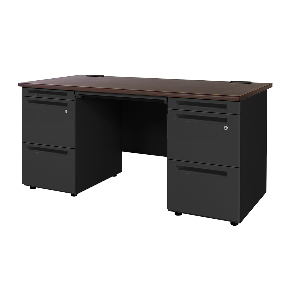 家具 オフィス用家具 机 エグゼクティブデスク 両袖机 W1400 + チェアセット 役員用デスク 高