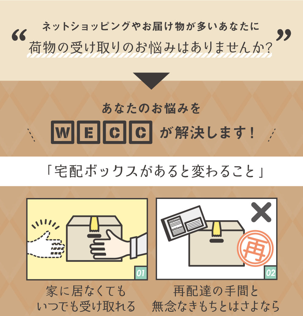 WECC宅配ボックスがあるだけで、配達にまつわる悩みを解決！