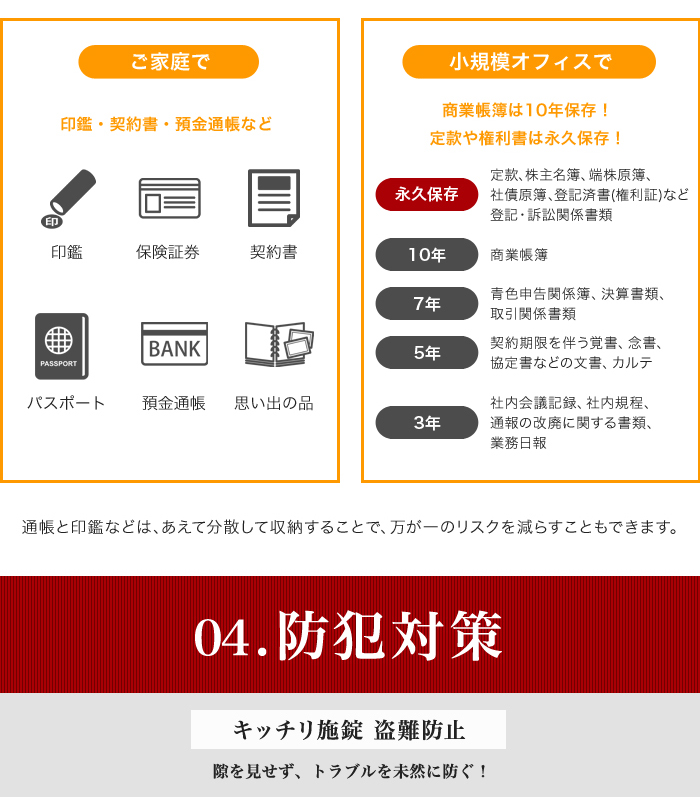 家庭用耐火金庫に収納できる物の一覧