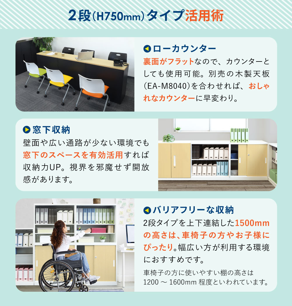 2段H750mm書庫の活用術 ローカウンターや窓下収納