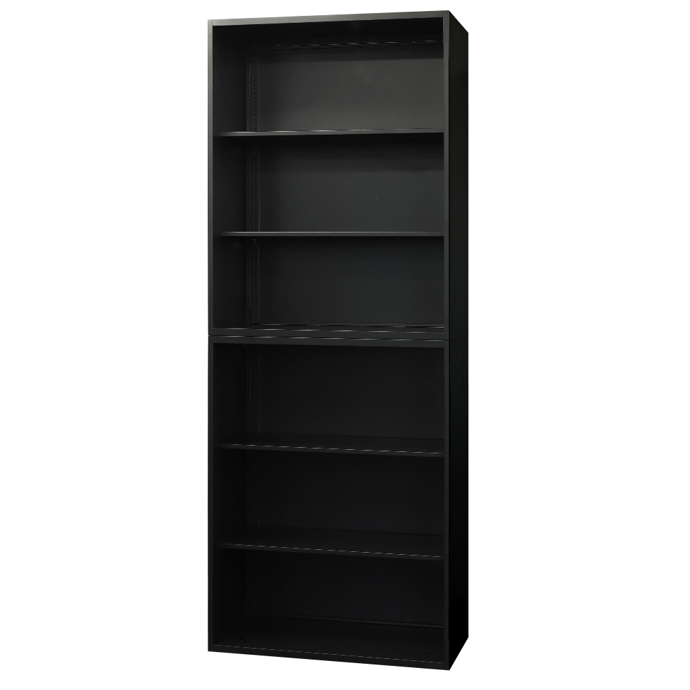 倉庫受取限定 オープン書庫 2台セット 3段 スチール書庫 キャビネット オフィス収納 システム収納庫 本棚 書棚 スチール ホワイト ブラック EA-8040-3N3N-SO_2