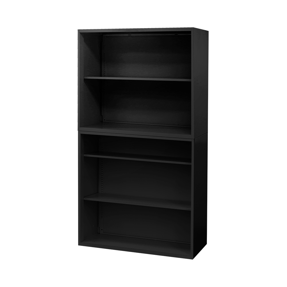 書庫 セット オープン 2段 3段 高さ1630mm キャビネット オフィス 収納 スチール書庫 本棚 書棚 白 黒 棚 連結 A4 ファイル おしゃれ 大容量 保管 EA-8840-2N3Nの画像