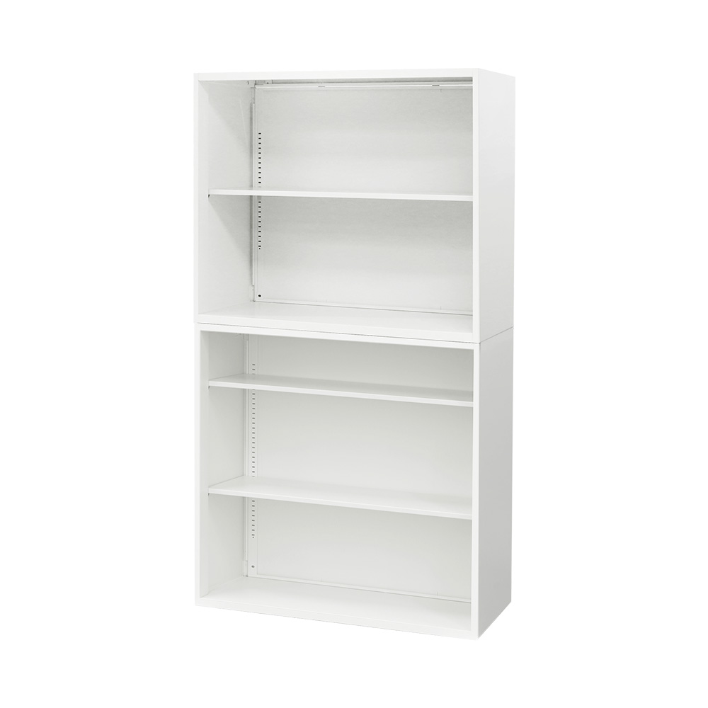書庫 セット オープン 2段 3段 高さ1630mm キャビネット オフィス 収納 スチール書庫 本棚 書棚 白 黒 棚 連結 A4 ファイル おしゃれ 大容量 保管 EA-8840-2N3Nの画像