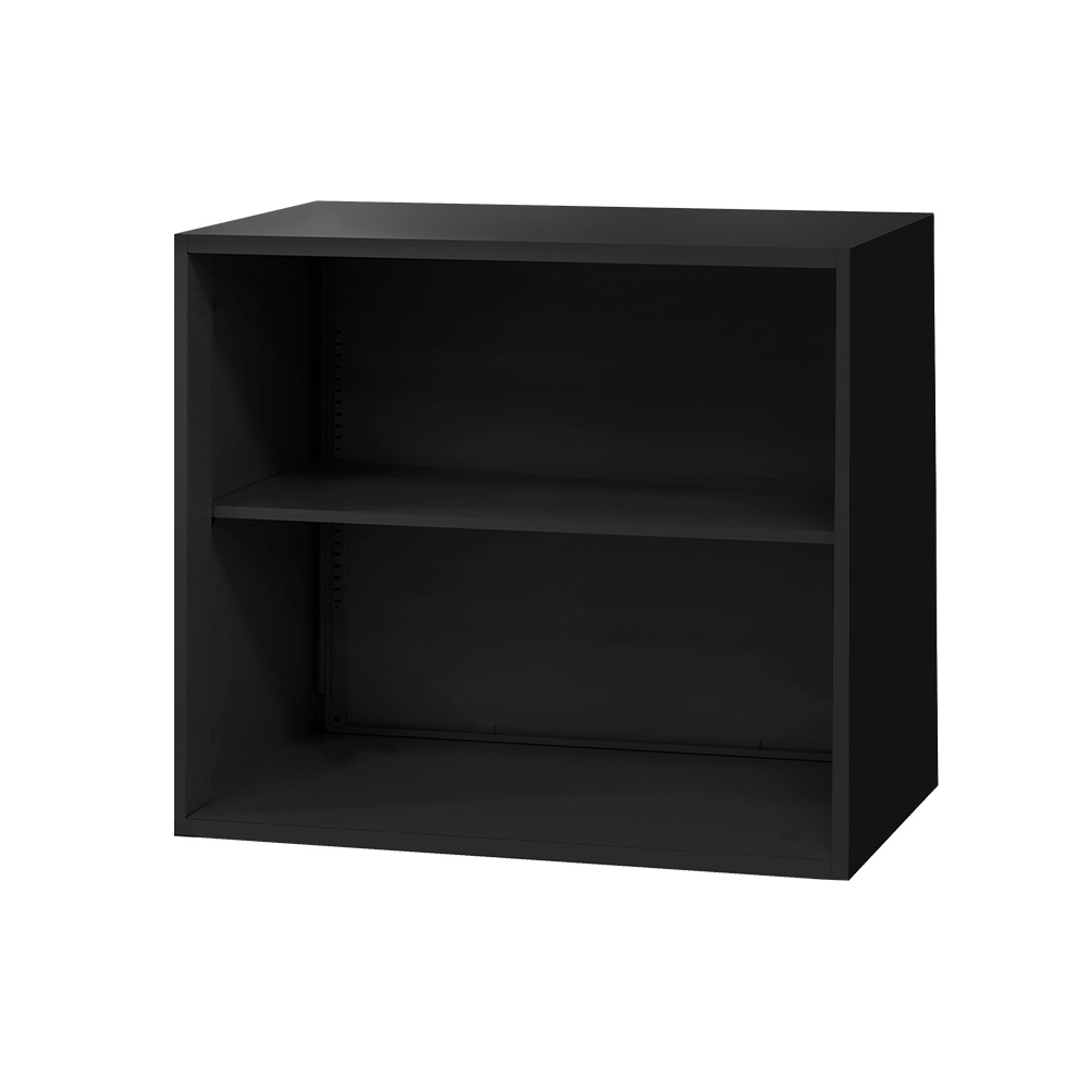 オープン書庫 2段 幅880×奥行400×高さ750mm 書庫 スチール書庫 キャビネット オフィス収納 本棚 シェルフ A4 ファイル 収納 棚 書類棚 連結 白 黒 EA-8840-2Nの画像