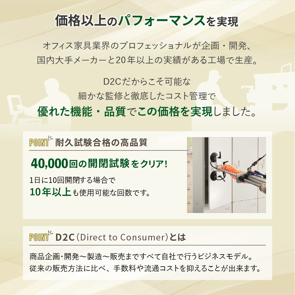 D2Cで実現した高品質 4万回の開閉試験クリア