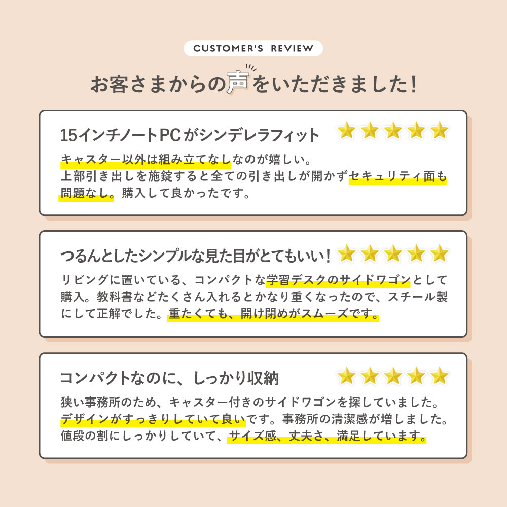 お客様レビュー「コンパクトなのにしっかり収納」